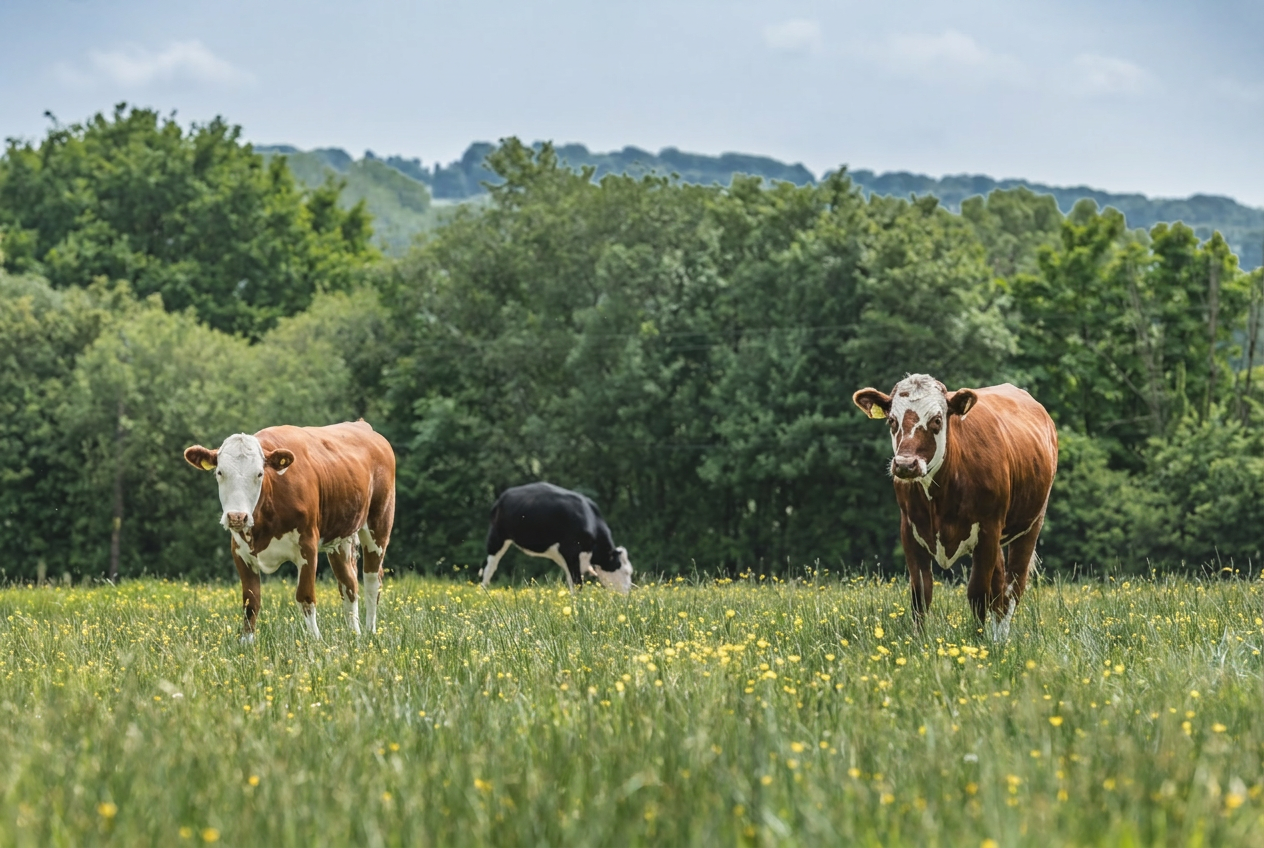Cattle grazing on Somerset pasture